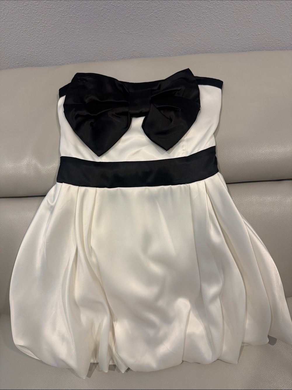 Black & White Formal Party Dress with Bow
